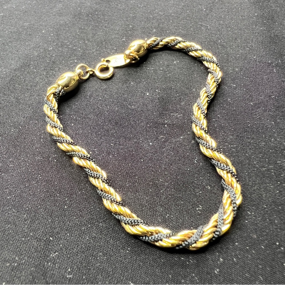 Gold tone and black Trifari bracelet